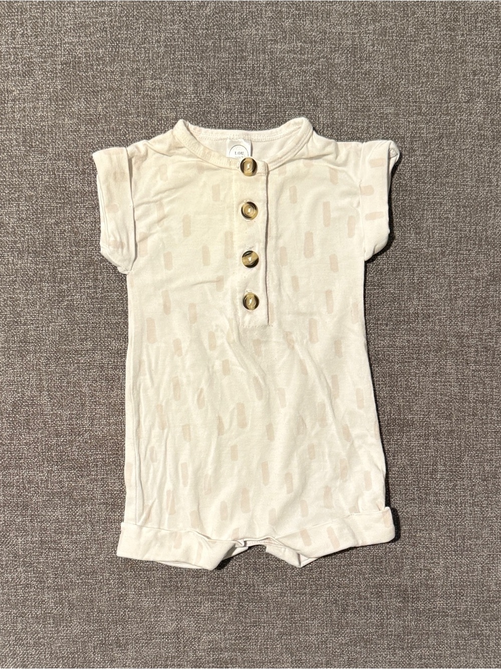 Lou Lou Newborn Cream Baby Button-Up Romper